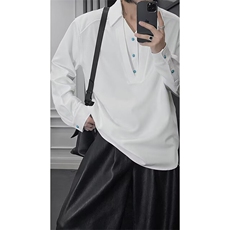 假两件衬衫男弯刀阔腿长裤两件套装TZ281衬衣P68裤子P68(网图参考，男装衬衫，电商B267