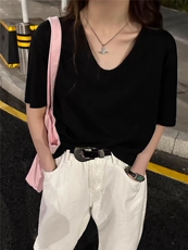 2025小耳同款小窄边U领短袖，女装T恤，湘姗