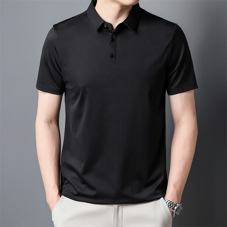 2023夏季短袖t恤男冰丝薄款半袖体恤上衣宽松中年男装翻领POLO衫,男装T恤,电商B212（原钱塘6029）