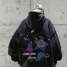 新图爆秋冬重磅水洗连帽卫衣美式大码男衣服XZ517A-3-WL3606-P68，男装卫衣，星座517A-3