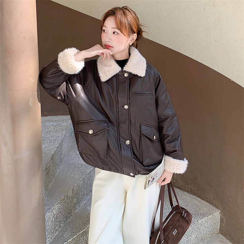 (现货)2025年冬季新款PU皮羽绒服赵思露同款2570款P255-K335,女装羽绒服,浙宝301