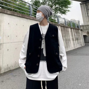 马甲男装2026夏季ins无袖背心宽松潮流帅气复古马夹衣服W2884-P36