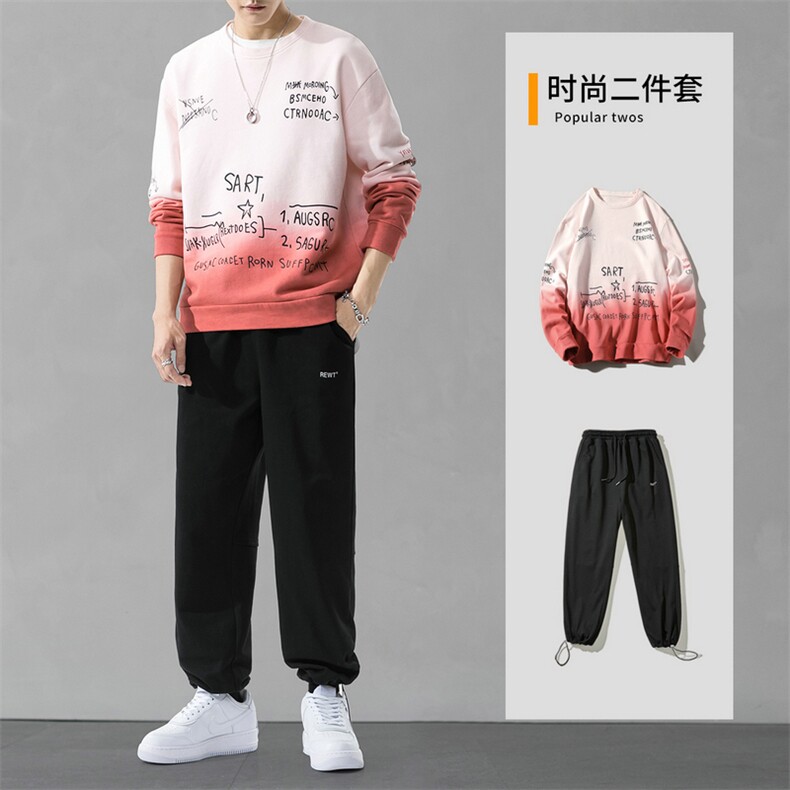 秋季运动套装韩版潮流休闲渐变卫衣秋装男装一套搭配DF156TP90,男装卫衣,电商A102