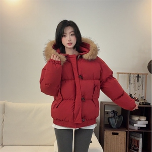 韩版纯色大毛领面包服情侣棉服 514-923-P108图片