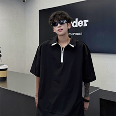 男士夏季冰丝凉感透气短袖衬衫美式青春拼色拼接设计感衬衫T恤，男装衬衫，电商B319