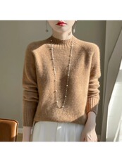 2025年秋季长袖套头套头时尚百搭通勤简约半高,女装针织衫/毛衣,伟泽羊绒,清河羊绒市场 2025年秋季长袖套头套头时尚百搭通勤简约半高,女装针织衫/毛衣,伟泽羊绒,清河羊绒市场