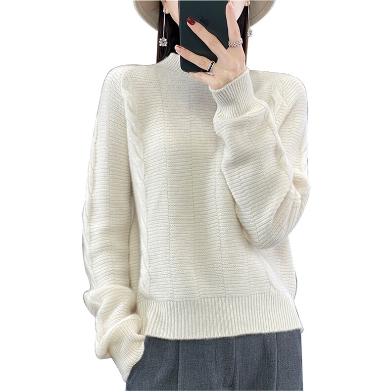 半高领羊毛衫女短款2024年新款秋冬季加厚内搭洋气网红修身显瘦,女装羊毛衫,蒙特羊绒