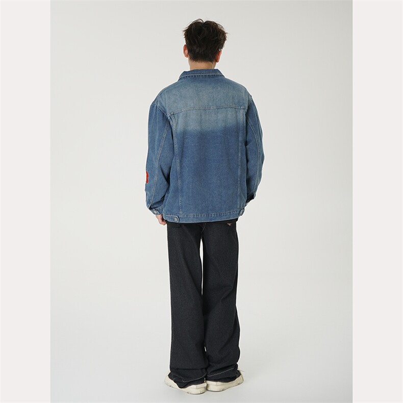 复古蝴蝶贴标牛仔外套男春秋2024新款夹克宽松情侣装上衣J62/P76,男装工装外套,星座506