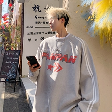 2026春装潮流麂皮绒发泡印花织带拼接卫衣外套W56687/特P45灰8，男装卫衣，电商A094