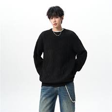 8XL-M圆领毛衣男秋冬季宽松慵懒套头麻花针织衫毛线衣MY19005P68，男装针织衫/毛衣，电商B312