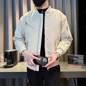 美式高街棒球领飞行夹克加棉加厚大码外套棉衣小伙风JK3388P75图片