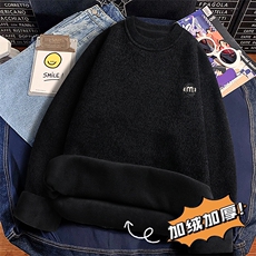 圆领毛衣男加绒加厚一体绒卫衣秋冬季保暖毛线针织衫7037-P28，男装针织衫/毛衣，星座1706