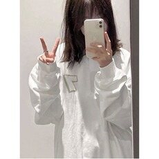 60G重磅纯棉长袖T恤男上衣厚实内搭打底衫宽松衣服休闲圆领白t男，男装T恤，星座506A