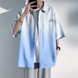 宽松大码渐变色冰丝衬衫短袖男女中性风 XZ301A  C9911 P45 控58图片