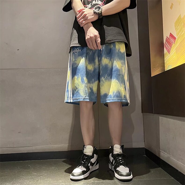 扎染短裤男夏季外穿ins超火5分裤炸街CK43P28,男装休闲裤,星座1116-2