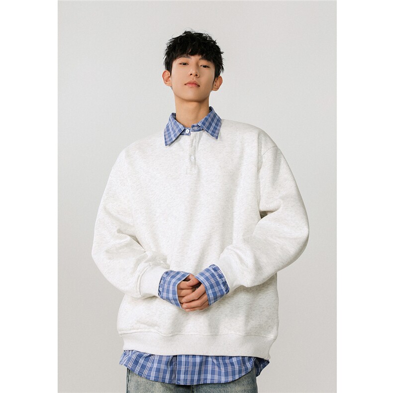 可二开衬衫领卫衣大码M-5XL表面100%棉底部100%聚酯纤维78010P58，男装衬衫，星座227-7