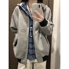 抖音得物高品质26春装美式高街重磅结构拼接织带立领卫衣外套CM42，女装短外套，电商A486