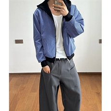 双面穿miu系格纹拉链卫衣短宽百搭开衫外套男潮夹克休闲WA237，男装夹克，星座1116A（原606A-3）