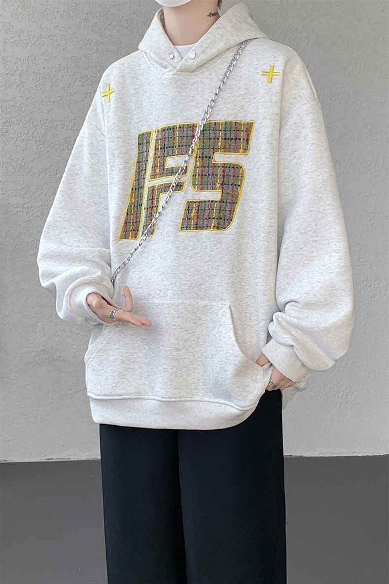重磅贴布刺绣卫衣大码春秋连帽衫硬挺外套美式休闲上衣WY9108/P65,女装短外套,电商B238