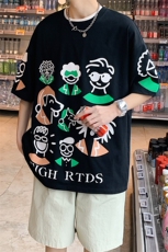 夏季新款休闲短袖T恤港风时尚印花圆领半袖男女1622-P38控价58，男装T恤，电商A441-1