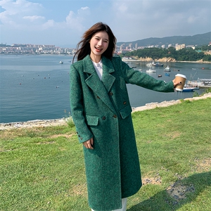 韩版气质长款双面羊绒西装大衣女2025秋冬季新款宽松显瘦呢子外套图片