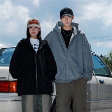 2026港风重磅320克华棉满天星情侣连帽开衫卫衣男KS77864特P68控，男装卫衣，星座227-7