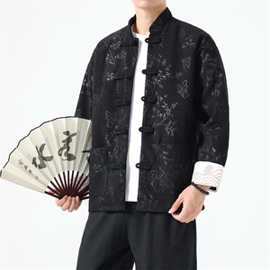 秋冬新款风复古灯芯绒休闲夹克新中式盘扣外套唐装 H337/P110图片