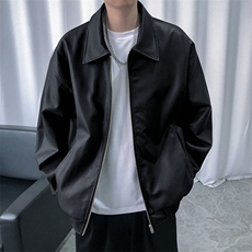 现货主推高质量皮衣外套男宽松皮夹克机车服A026P95加绒P105，男装皮衣，电商A351