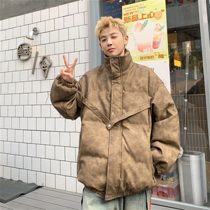 MY241-特105控168冬装美式立领机车皮棉服PU情侣棉衣面包服外套男图片