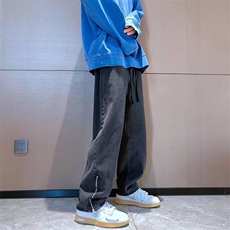 高街牛仔裤男秋冬款宽松设计感拉链直筒裤K513P40，男装牛仔裤，星座1116-2