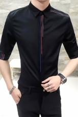 19春款韩版修身衬衫发型师七分袖工作服刺绣个性中袖102A-D18，男装衬衫，星座419（原A233）