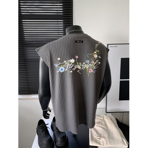 XZ809A/BXXX05/P35/控48 美式V领印花背心T恤图片