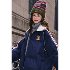 网络图现货美式复古男新款学院风拼接撞色保暖情侣棉服J8186-P90，男装棉衣，星座715-7