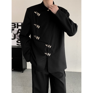 2025秋装新中式中山装立领金属扣西服结婚礼服休闲西装男女外套图片