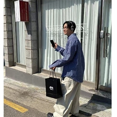 男士长袖衬衫小格子cityboy潮流翻领衬衣春休闲外套男914P45，男装衬衫，星座710