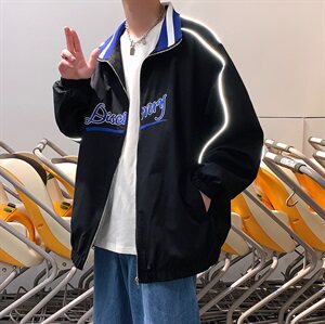 男装新款刺绣百搭时n尚主推宽松反光夹克G115图片