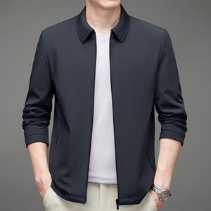 D-J7081男士2023年春季新款加棉翻领外套修身休闲夹克上衣P216图片