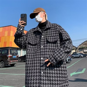 小香风千鸟格外套男秋冬季高级感翻领毛呢夹克上衣男生 JK81图片