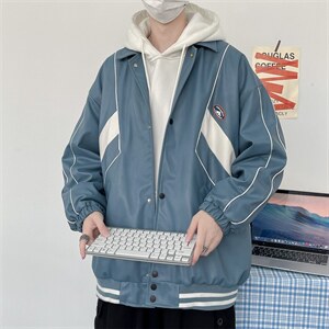 JK9120-P85皮夹克棒球服绣花秋季潮流百搭韩版宽松大码休闲外套图片