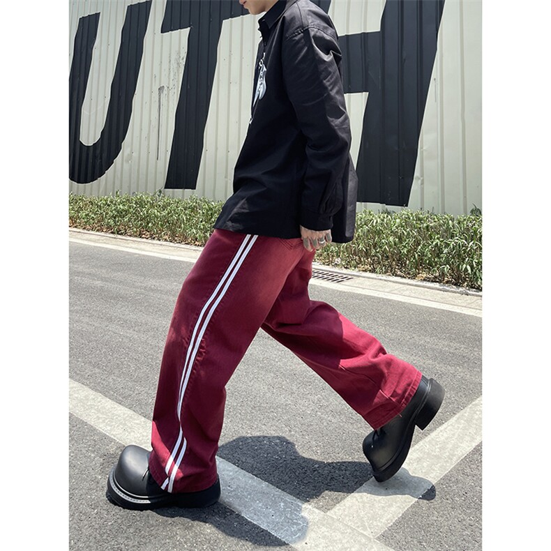B221美式ins高街暗黑小众宽松直筒运动牛仔裤LK23139-P65控88,男装牛仔裤,电商B221