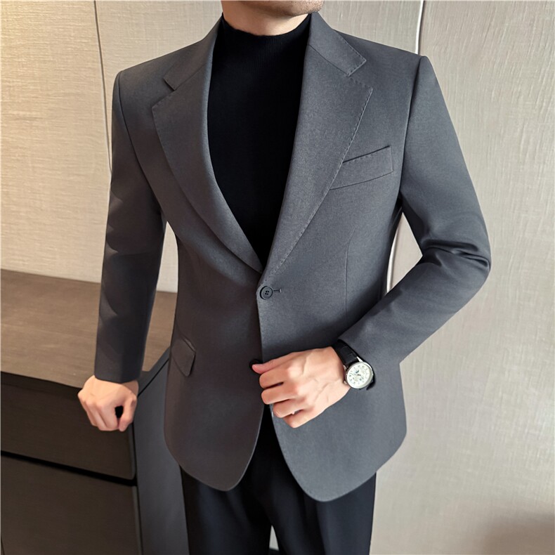 秋冬厚款羊毛呢西装外套男高级感品质西服上衣浅杏色DX7043-P178,男装西服套装,电商A213