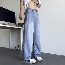 夏季牛仔裤男薄款宽松直筒凉感裤子潮牌美式阔腿长裤BY105-P48，男装牛仔裤，星座610（原A335）