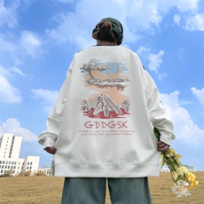400高克重华棉卫衣男潮外景秋冬圆领情侣宽松WY00283/P45加绒P50，男装卫衣，电商B316