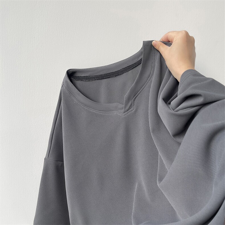 8XL-M冰丝凉感短袖T恤夏季大码V领垂感五分半袖体恤衫DX1206/P35图片