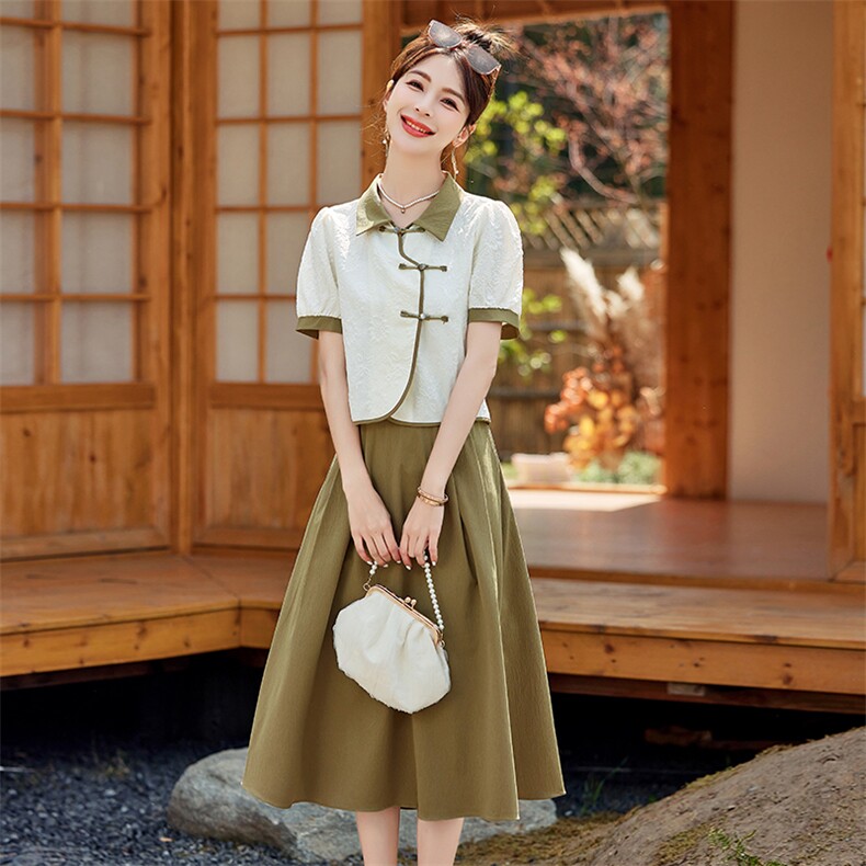 新中式国风套装女2025年夏季新款休闲时尚年轻款日常半身裙两件套,女装套装/套裙,慕依路