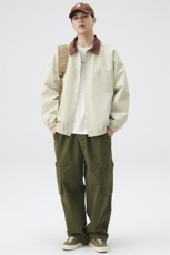 秋季宽松夹克男撞色衬衫领上衣外套DSA157B-JK7863-P65，男装夹克，电商A157B