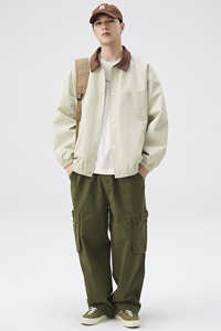 秋季宽松夹克男撞色衬衫领上衣外套DSA157B-JK7863-P65图片