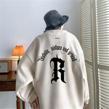 ！22秋季新款宽松大码港风R麂皮绒圆领卫衣JW1973-p50控68，男装卫衣，星座508（原C305）