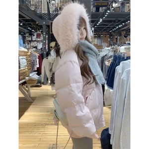 1506A/G78570/P92韩版设计感复古毛领灰色连帽棉服1图片