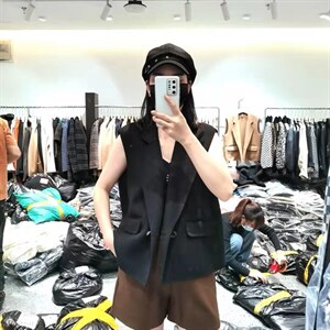 2021秋季新款纯色宽松休闲百搭百分百双面呢马甲图片